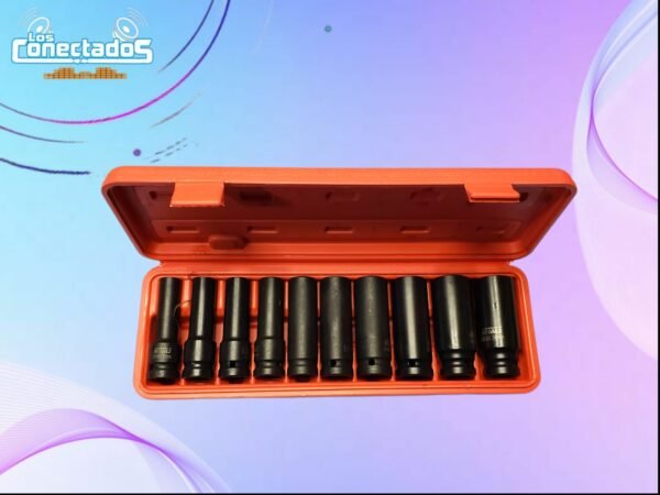 Caja de Dados Largos de Impacto – Juego de 10 Piezas de 10 a 24 mm