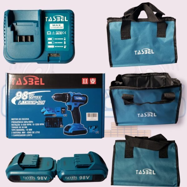 Taladro Inalámbrico Tasbel + Kit de Accesorios – 2 Baterías, Cargador - Imagen 3