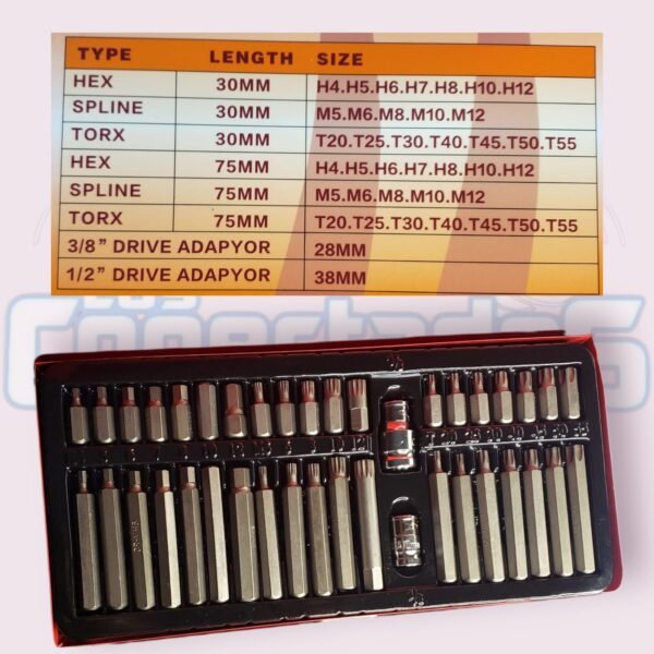 Caja de Puntas Phillips y Torx – 40 Piezas con Adaptadores 3/8 y 1/2 - Imagen 2