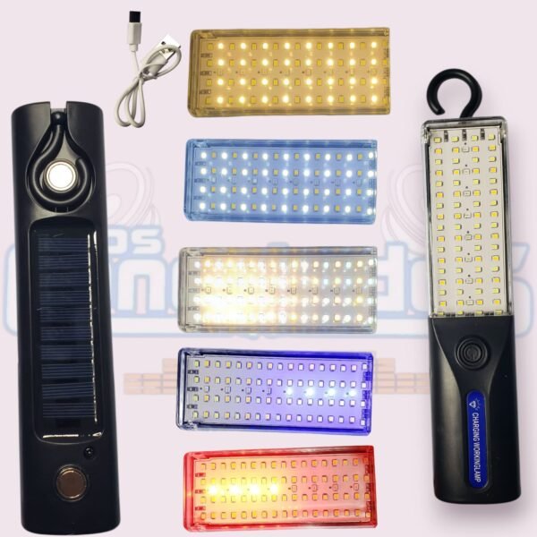 Lámpara LED de Emergencia Recargable con Carga Solar, Luz Estroboscópica - Imagen 2