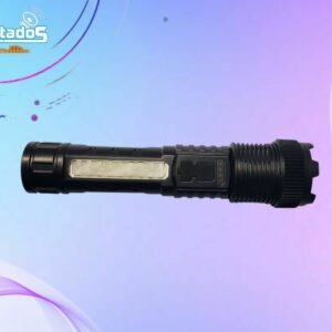 Linterna LED Recargable con Zoom, Luz Lateral y Emergencia Roja/Azul