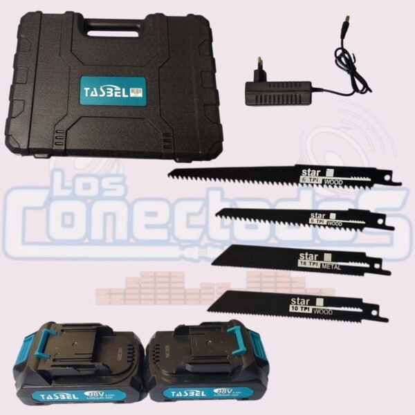 Sierra Sable Inalámbrica Tasbel Recargable – 2 Baterías, Cargador y 4 Hojas - Imagen 2