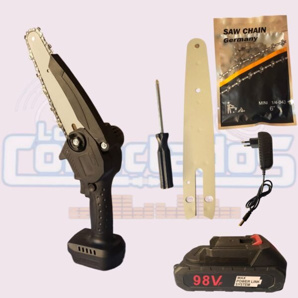 Sierra Eléctrica Inalámbrica 6" con 1 Batería | Incluye Cargador, Espada y Cadena - Imagen 2