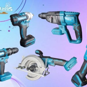 Set Maletín 5 Herramientas Inalámbricas Brushless  – Taladro, Llave 1/2, Esmeril, Rotomartillo y Sierra Circular