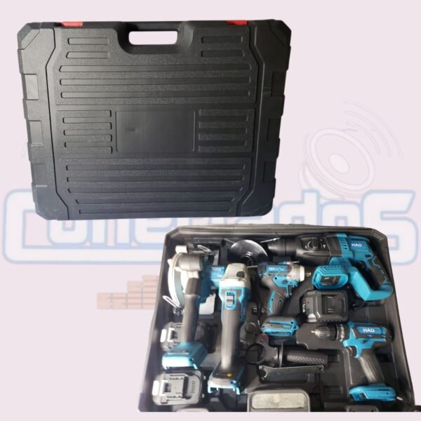 Set Maletín 5 Herramientas Inalámbricas Brushless  – Taladro, Llave 1/2, Esmeril, Rotomartillo y Sierra Circular - Imagen 2