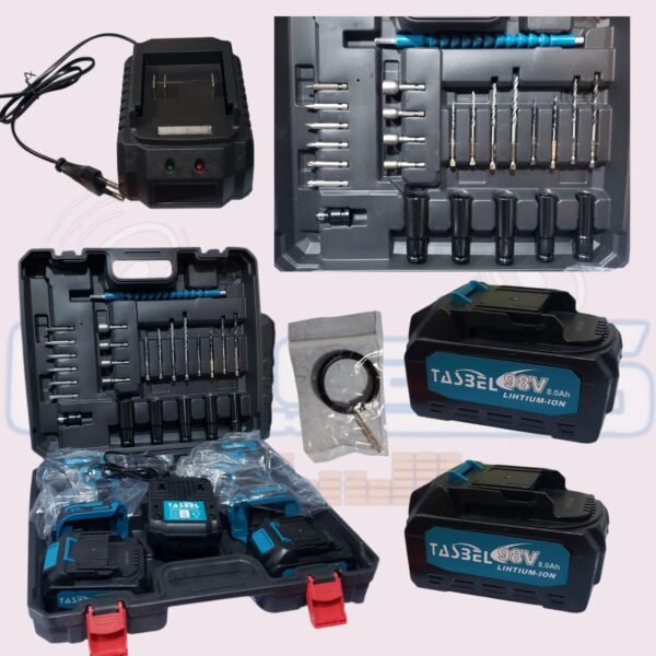 Pack Llave de Impacto Brushless 1/2" + Taladro Inalámbrico Tasbel con 2 Baterías, Cargador y Maleta - Imagen 2