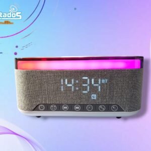 Cargador Inalámbrico con Parlante Bluetooth y Reloj Digital 3 en 1
