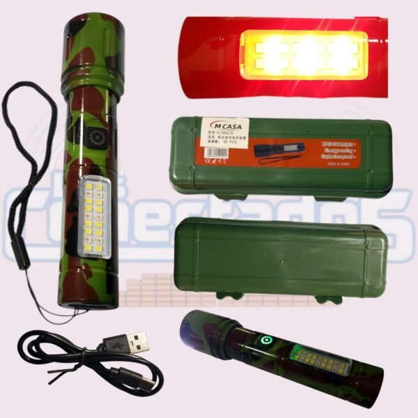 Linterna Metálica con Zoom y Luz Lateral – Recargable y Potente - Imagen 2