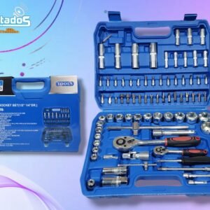 Caja de Dados 94 Piezas con Chicharras 1/2 y 1/4 – Set de Herramientas Completo