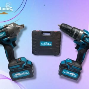 Pack Llave de Impacto Brushless 1/2" + Taladro Inalámbrico Tasbel con 2 Baterías, Cargador y Maleta