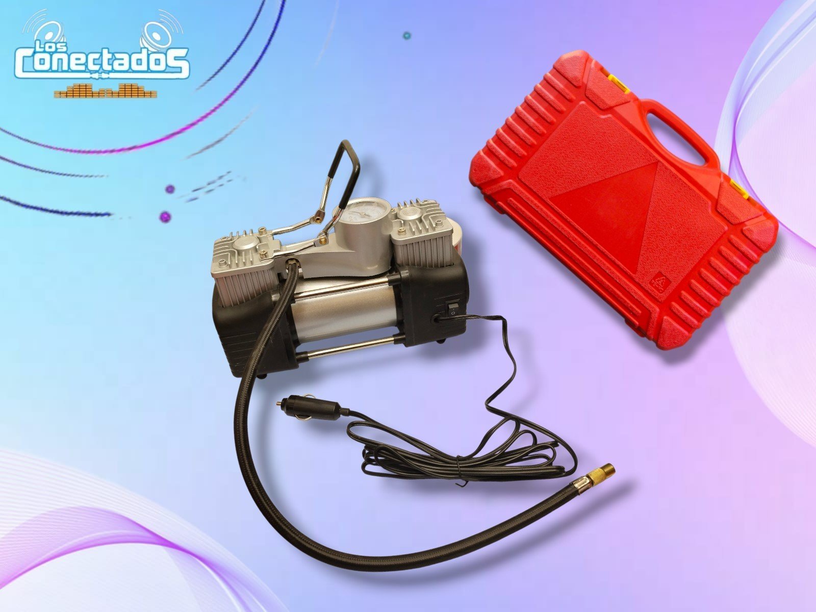 Compresor de Aire para Auto 12V con Accesorios y Maletín