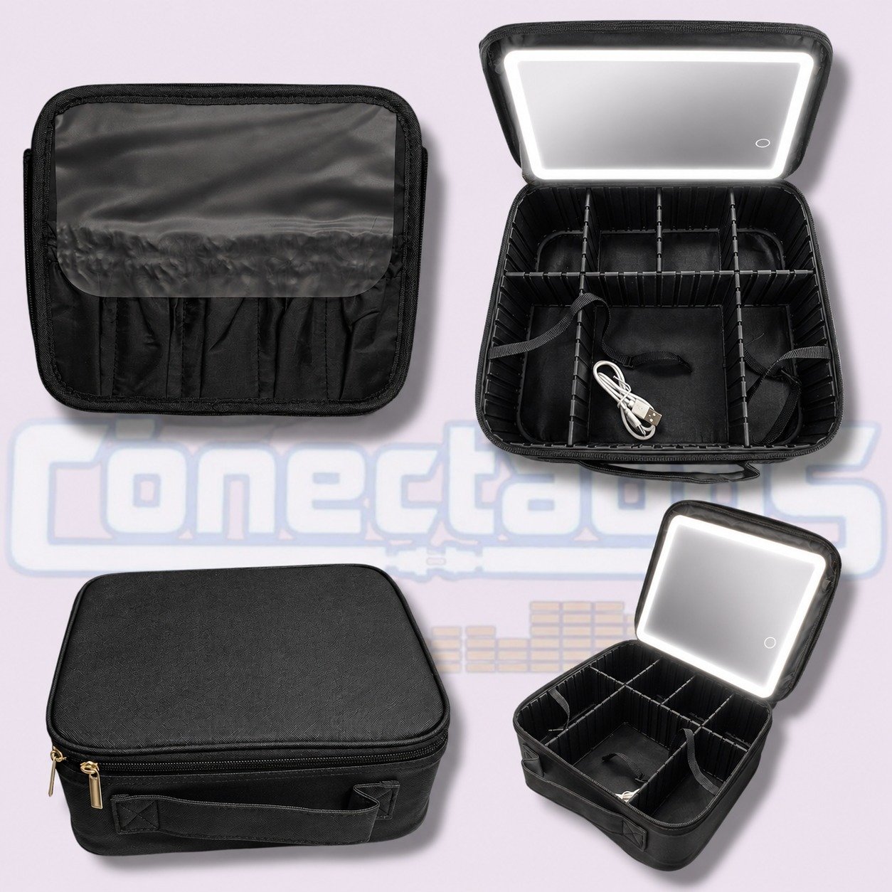 Cosmetiquero con Espejo y Luz LED Táctil – Organizador de Maquillaj - Imagen 2