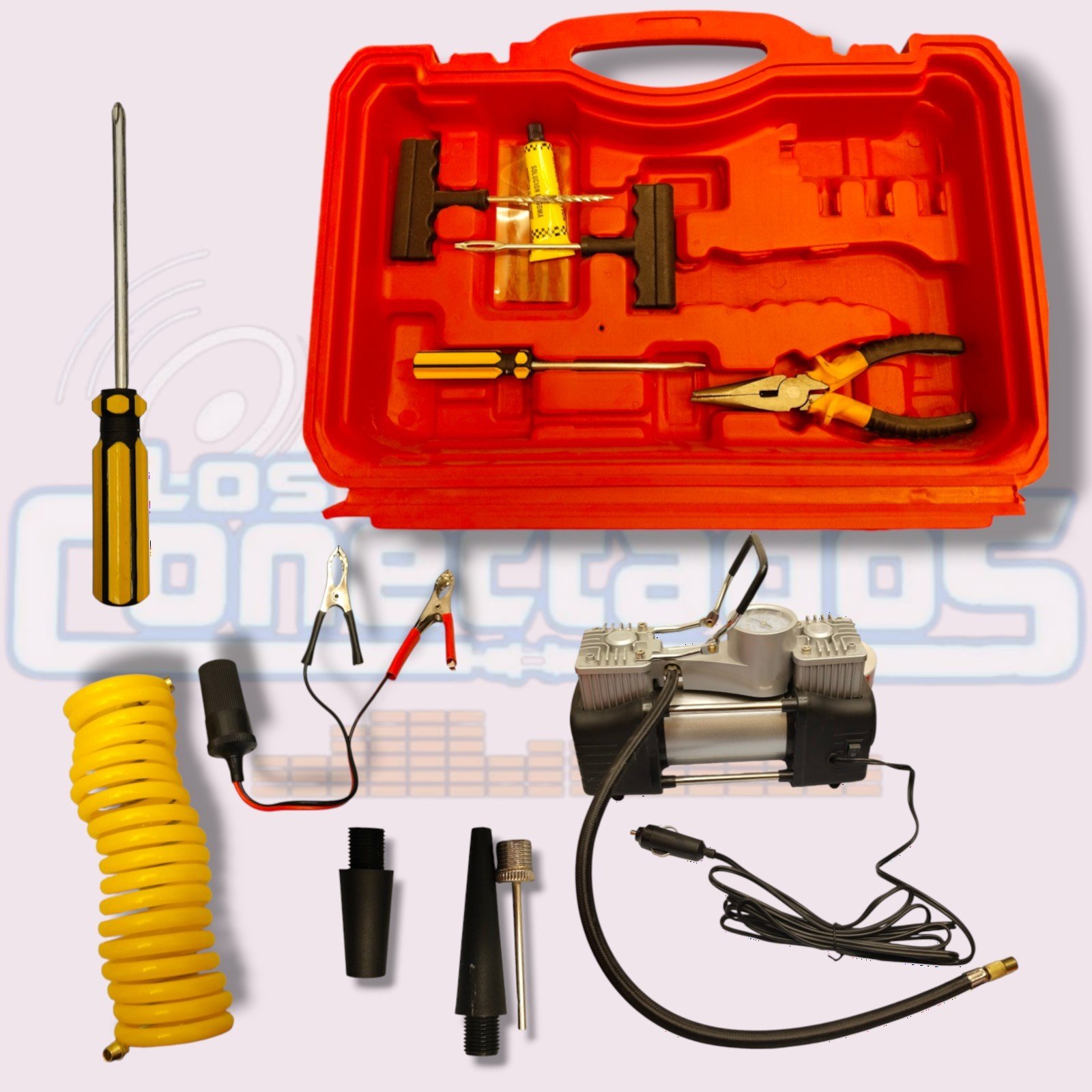 Compresor de Aire para Auto 12V con Accesorios y Maletín - Imagen 2
